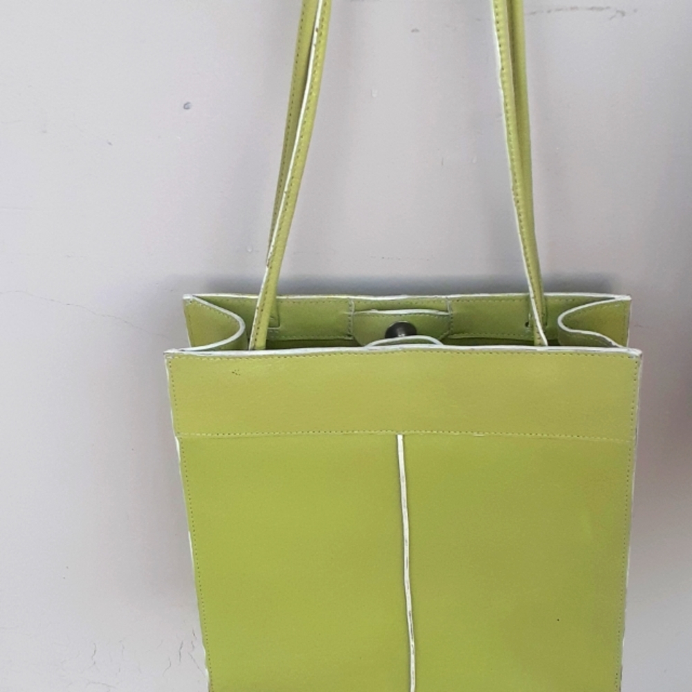 Wilsons Leather lime green Handbag Shoulder Bag dual Strap Handle - Picture 1 of 10